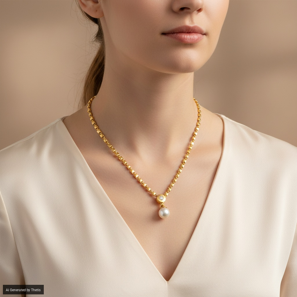 Chimento, collana in oro, perla e brillante