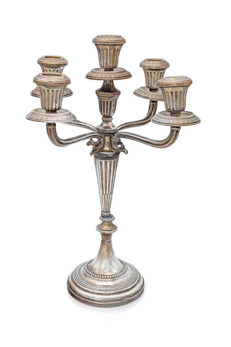 Candelabro in argento 800/000 a cinque luci