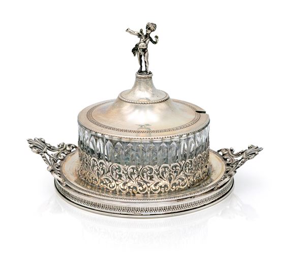 Formaggera in argento e cristallo