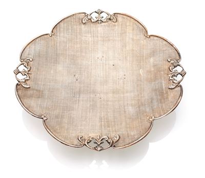 Alzatina in argento satinato, cm 4x26,5, gr. 444