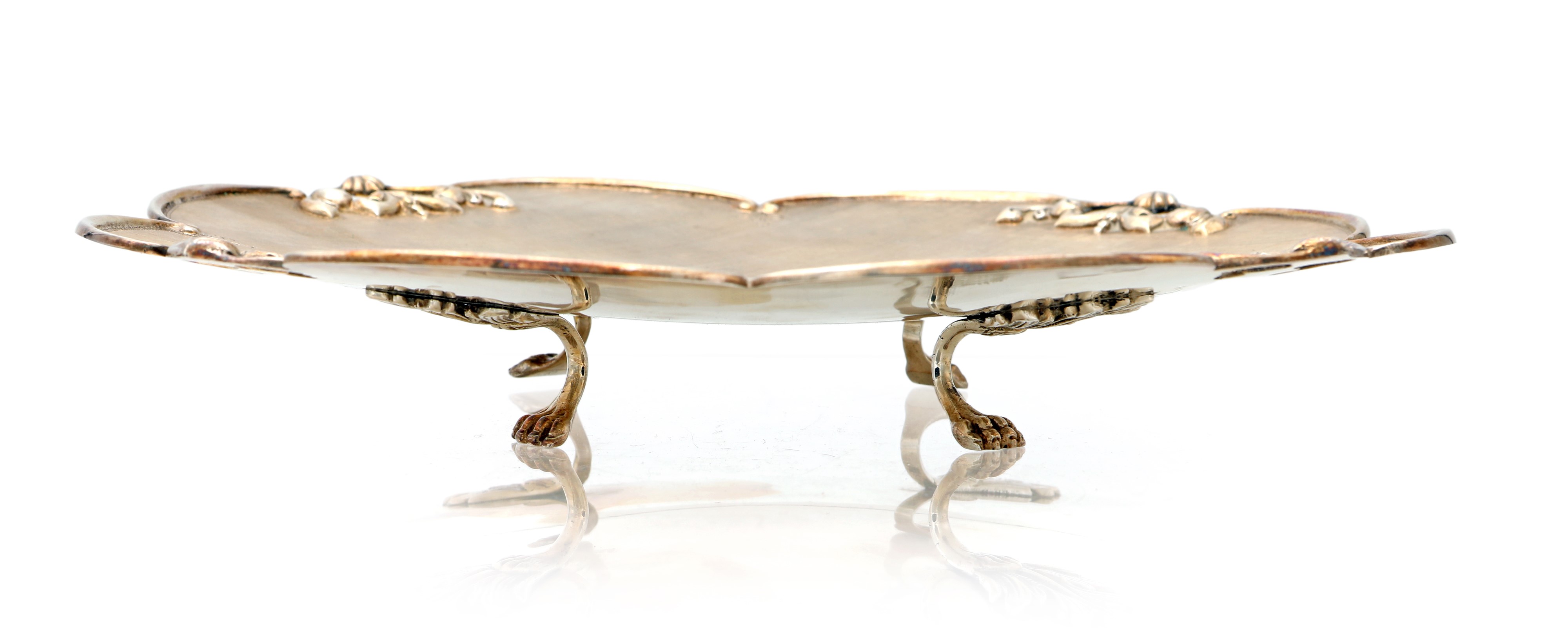 Alzatina in argento satinato, cm 4x26,5, gr. 444