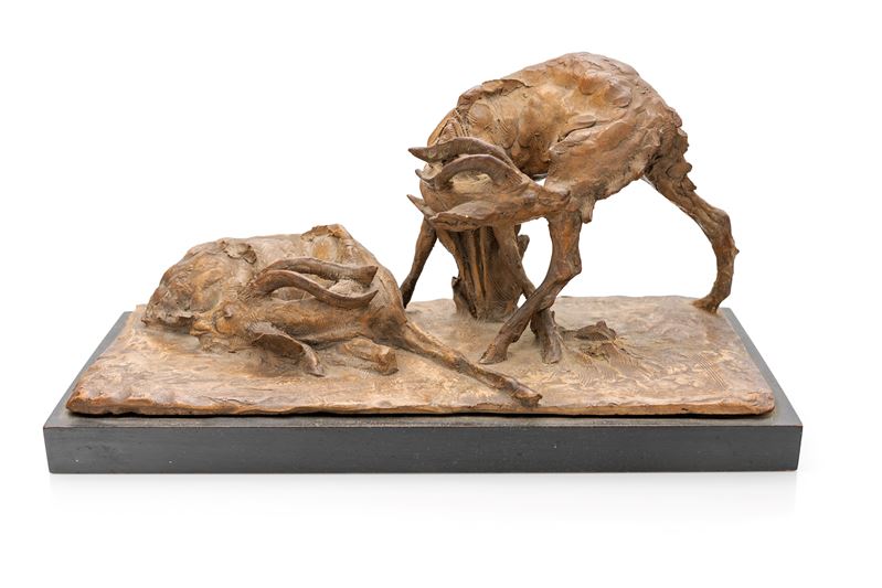 Guido Cacciapuoti - Due antilopi, terracotta