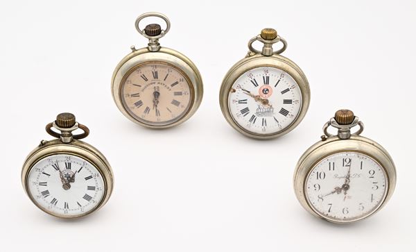 4 orologi da tasca con scappamento Roskopf remontoir da uomo in metallo: Cortebert, Ferrovia Cronometro e 2 anonimi