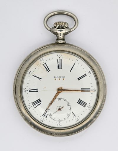 Longines, Orologio da tasca “3 stelle” con scappamento ad ancora remontoir (cal. 19.75 N.) in met...