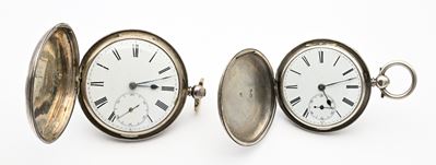 Orologi da tasca a savonette in argento, scappamento ad ancora e carica a chiavetta (poli: Londra...