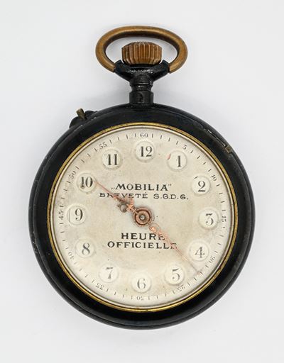 Orologio da tasca, quadrante 24 ore, scappamento ad ancora remontoir in acciaio brunito, diametro...