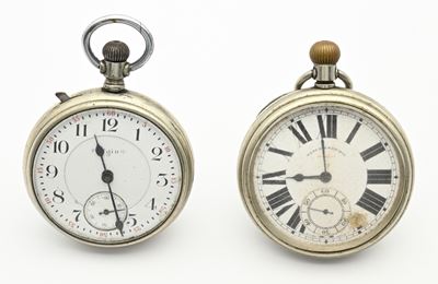 Elgin e West End Watch Co., Orologi da tasca con scappamento ad ancora remontoir e metallo cromat...
