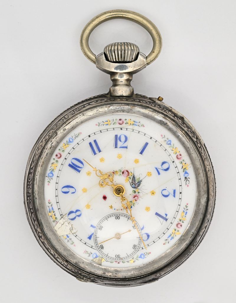 Tissot (Genève), Orologio da tasca con scappamento ad ancora e spirale Breguet, remontoir in arge...