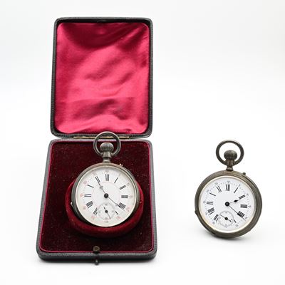 Anonimo, Orologio da tasca con scappamento a cilindro remontoir e 10 rubini, cassa in argento 925...