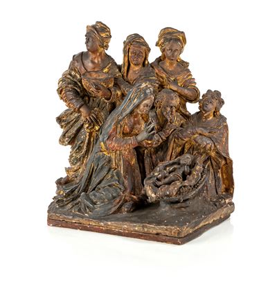 Adorazione dei pastori, terracotta policroma e dorata