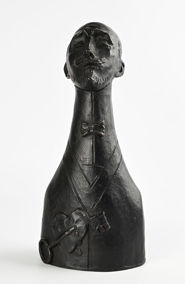Scultore del XX secolo - Ritratto di Gabriele d'Annunzio con cuore trafitto dalla chiave