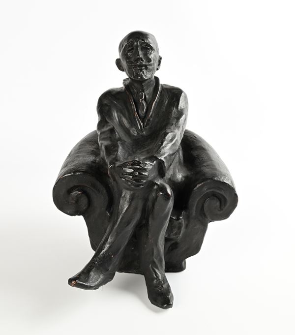 Scultore del XX secolo - Ritratto di Gabriele D'Annunzio seduto in poltrona