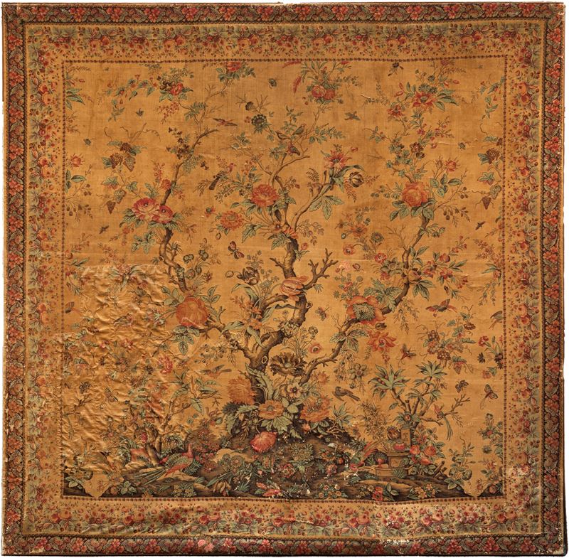 Mezzaro in seta dipinta, Liguria, fine XIX/inizio XX secolo