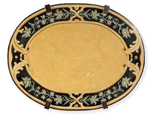 Pannello ovale in scagliola - difetti