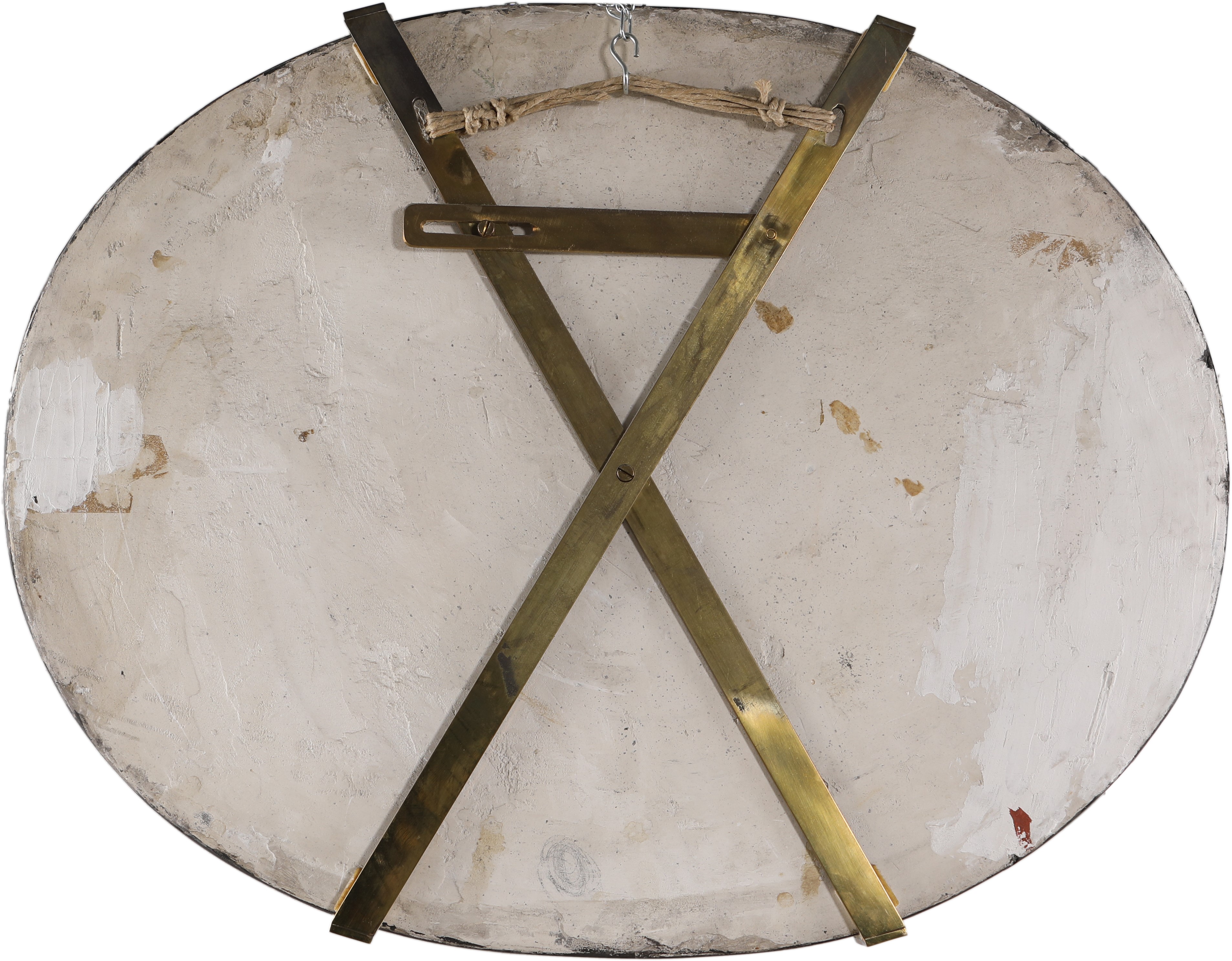Pannello ovale in scagliola, dimensioni 71x55 cm