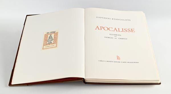 Apocalisse illustrata da Giorgio De Chirico. Uno dei 999 esemplari della tiratura limitata, in numeri arabi numerati e firmati dal Maestro, ns. n. 183 ad personam. 20 tavole con disegni a colori + 2 tavole a colori appositamente realizzate per l'opera