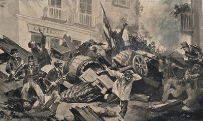 Studio per scena risorgimentale, penna e inchiostro bruno acquerellato su carta