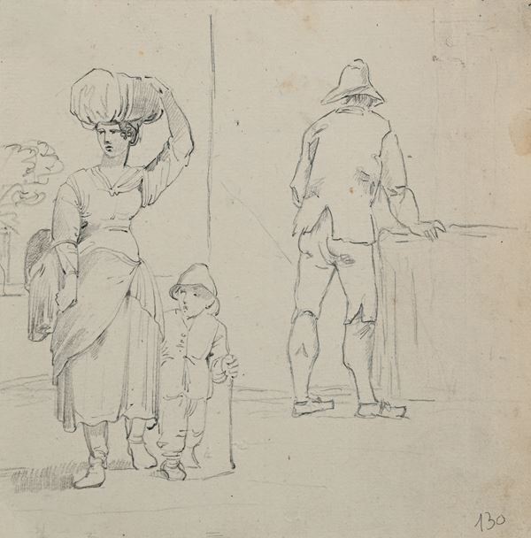 Studio di scena di contadini con canefora