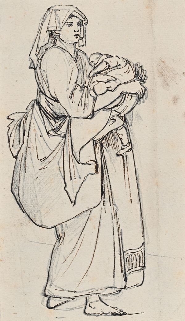 Studio di contadina con bambino