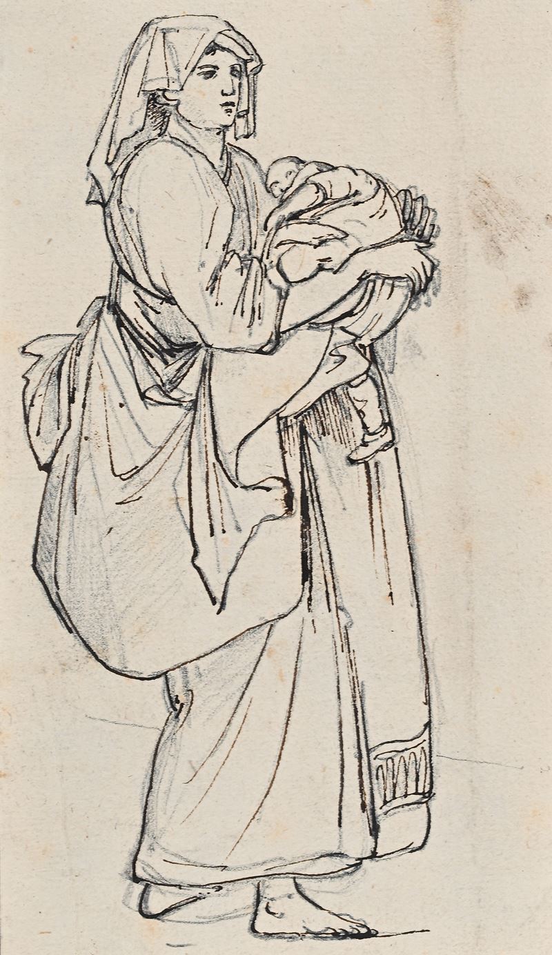 Studio di contadina con bambino