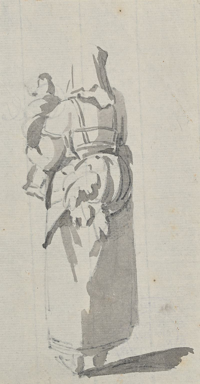 Studio di contadina di spalle