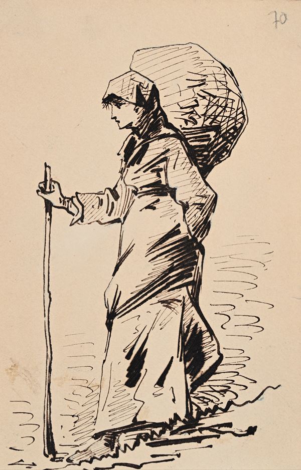 Studio di anziana con bastone