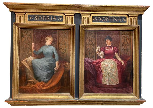 Dittico con allegoria della virtù femminile