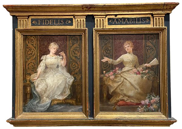 Dittico con allegoria della virtù femminile