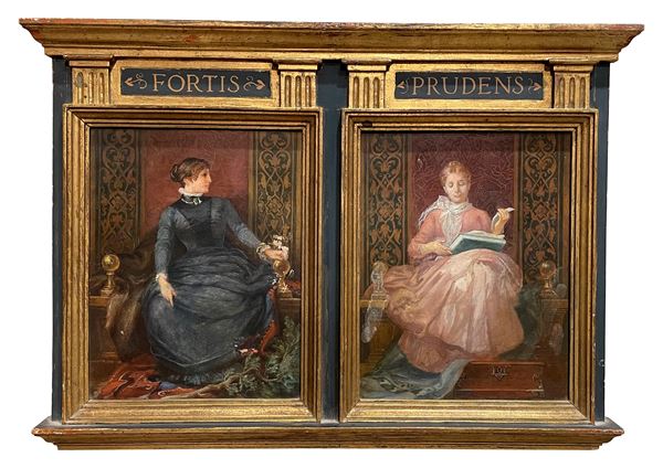 Un dittico con allegoria della virtù femminile