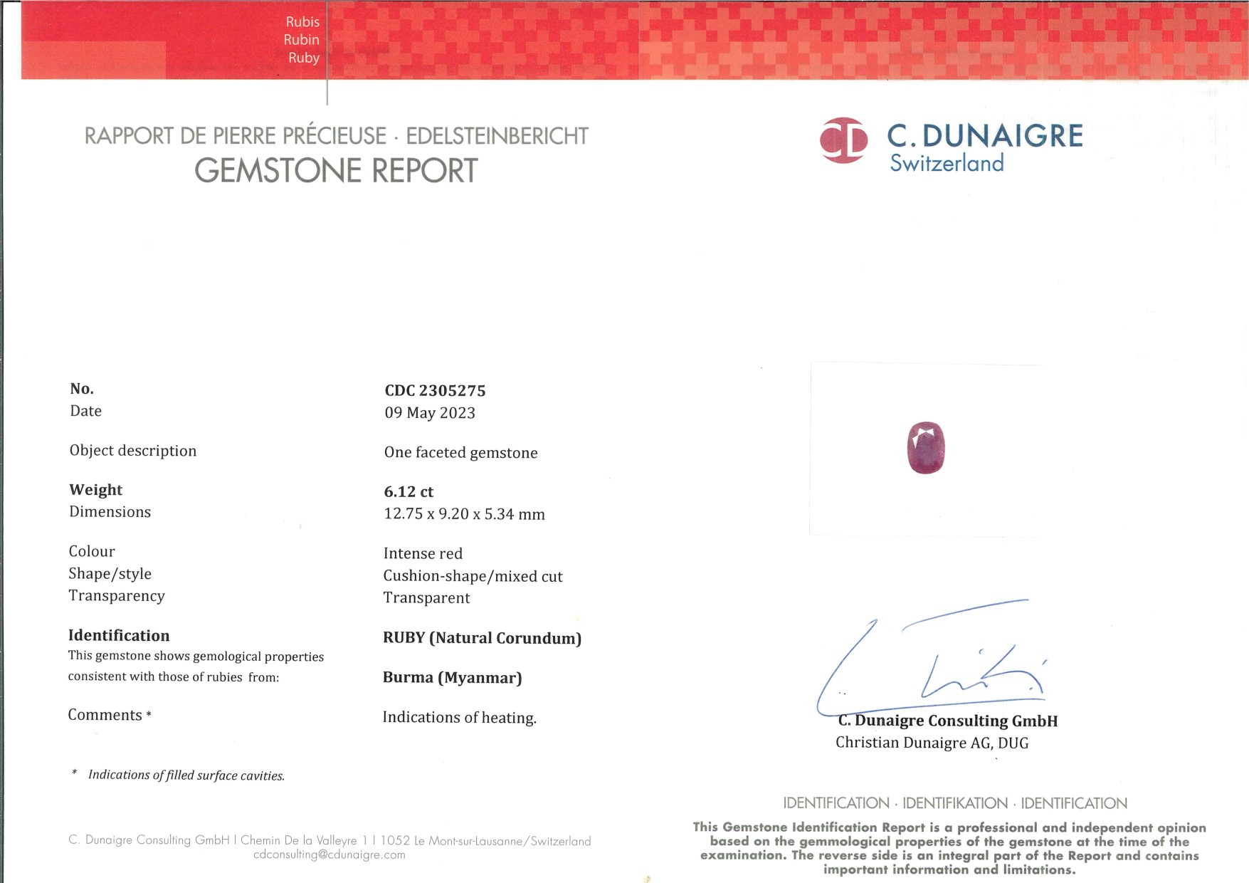 Anello in oro rubino Burma e brillanti