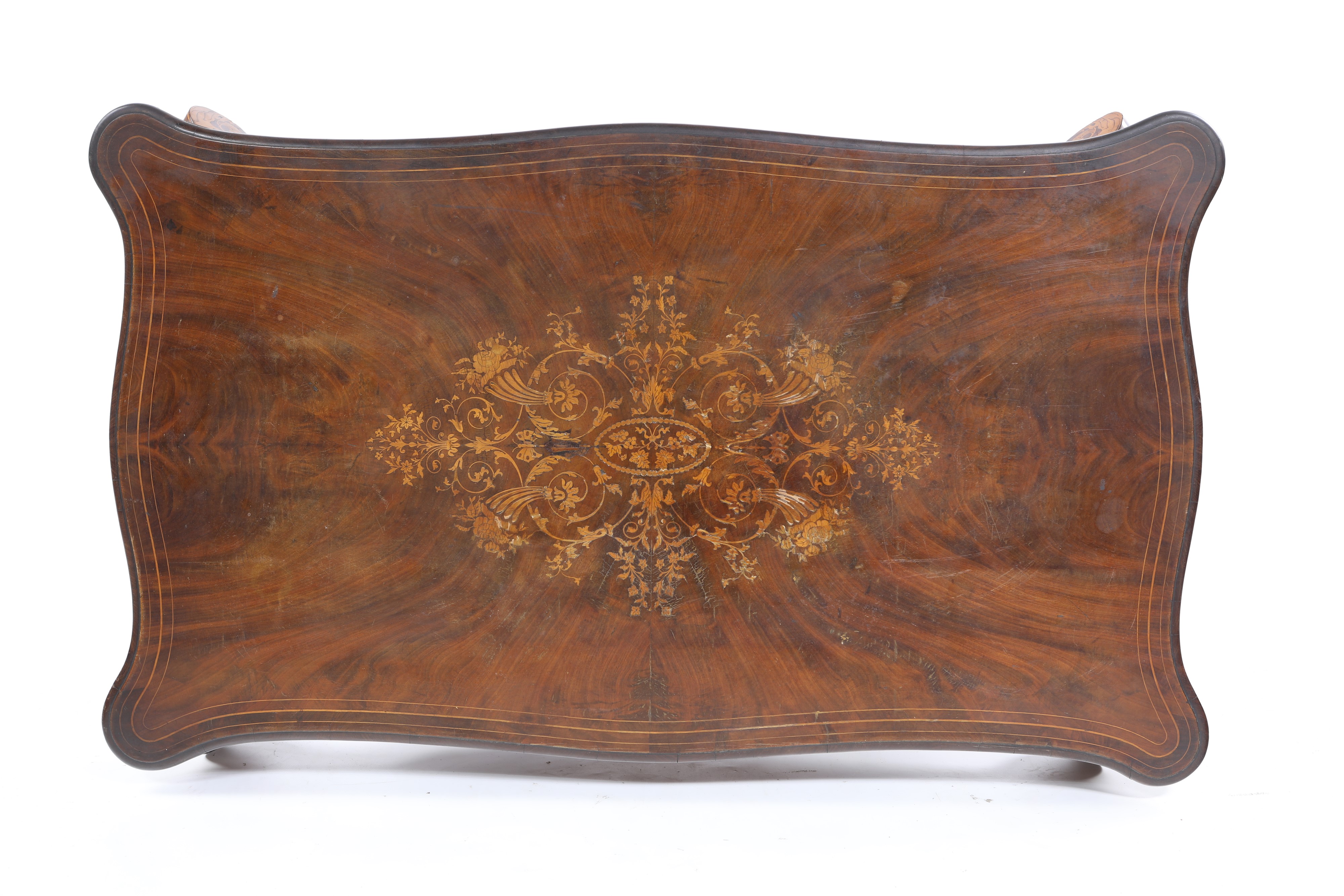 Tavolino Carlo X in legno intarsiato, XIX secolo