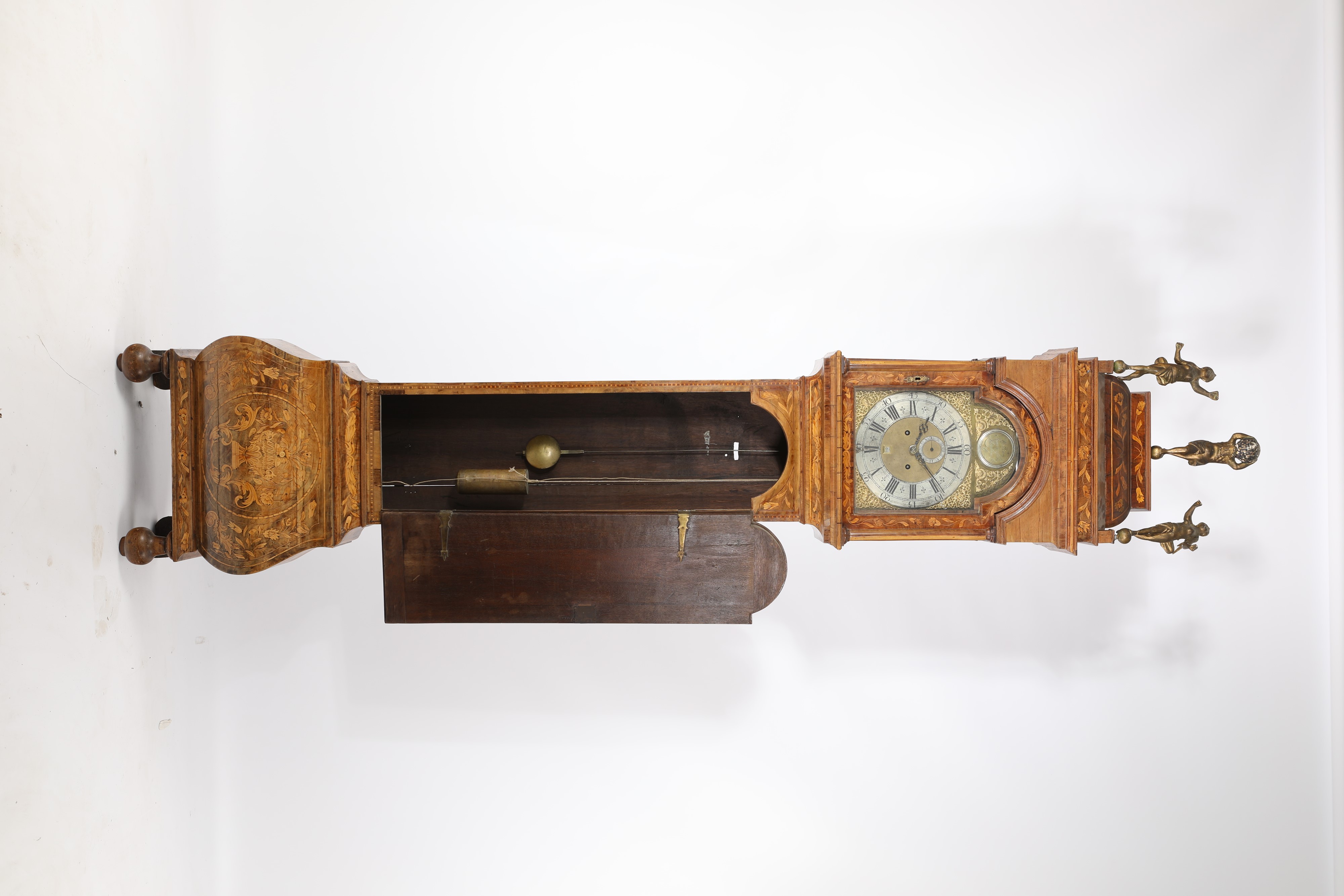 William Tomlinson, Grande orologio a torre in legno intarsiato, Inghilterra/Olanda, fine XVII/ini...