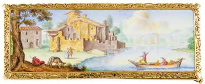 Spilla Oro Giallo con Paesaggio