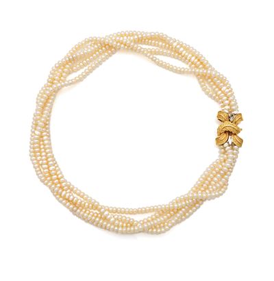 Collana a torchon in oro giallo 750/000 con perle
