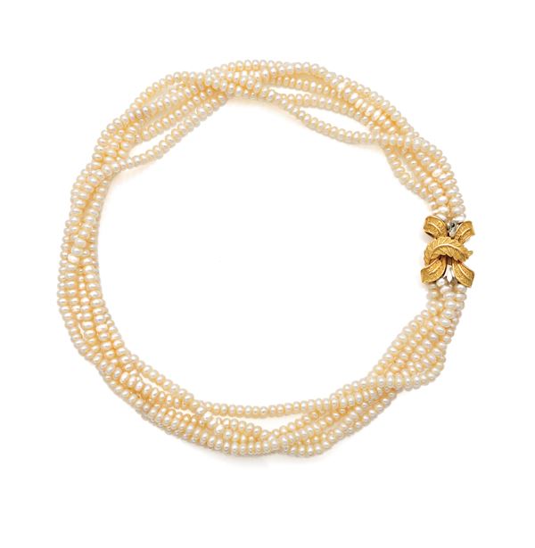 Collana a torchon con perle e oro