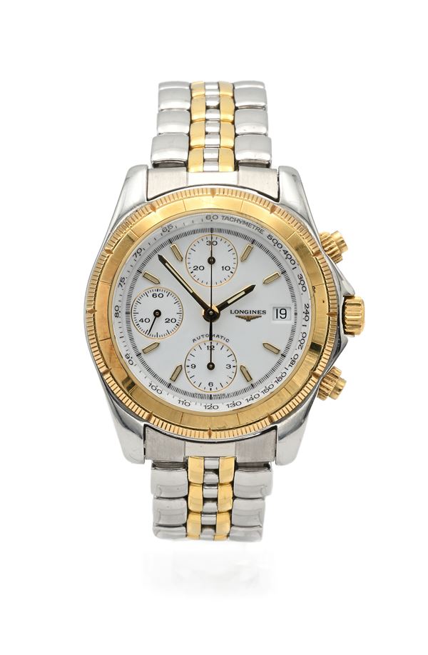 Longines cronografo automatico in acciaio e oro