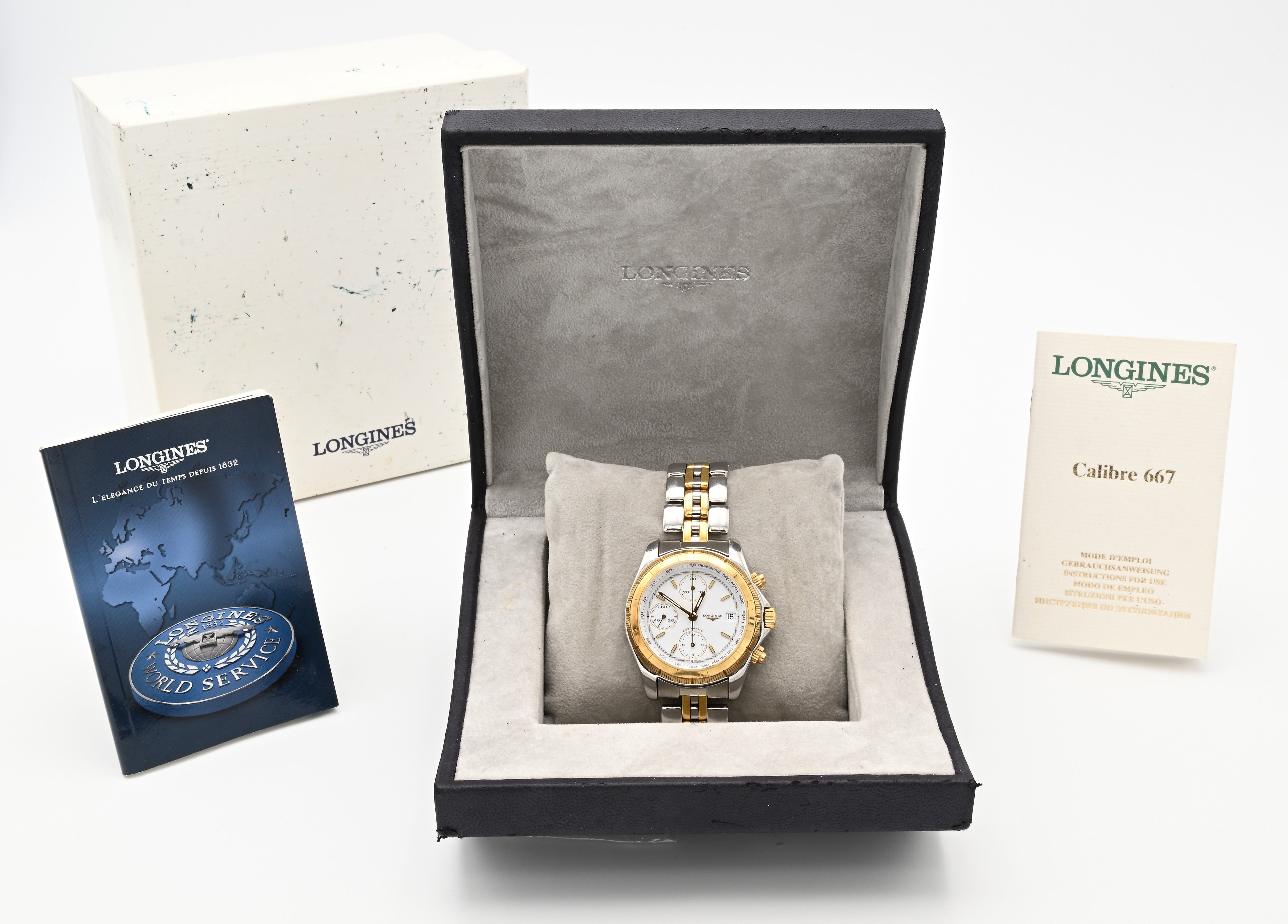 Longines cronografo automatico in acciaio e oro