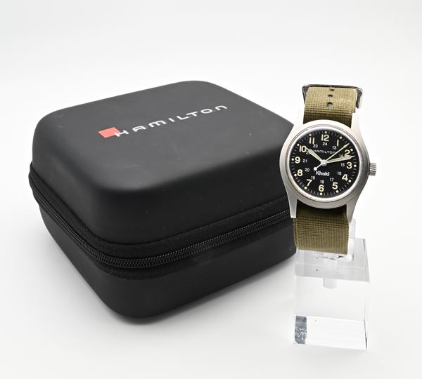 Hamilton Khaki 9415A - Orologio da polso da uomo a carica manuale in acciaio satinato. Lancette ed indici fluorescenti. Movimento ETA 2801-2 non originale