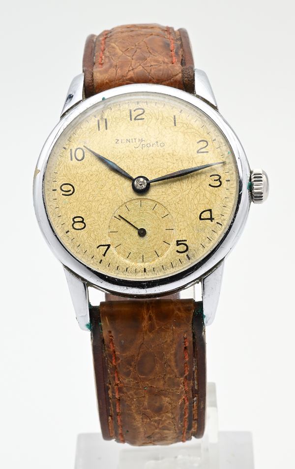 Zenith Sporto - Orologio da polso da uomo a carica manuale in metallo cromato (quadrante ristampato?)