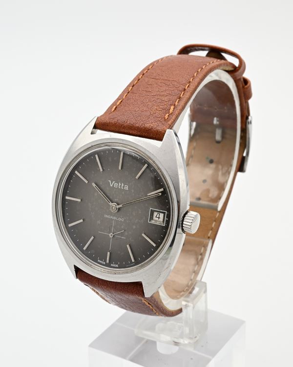 Vetta Cal. 056 Ref. 01-7056 0197 - Orologio da polso da uomo a carica manuale con datario in acciaio. Con fondello a vite