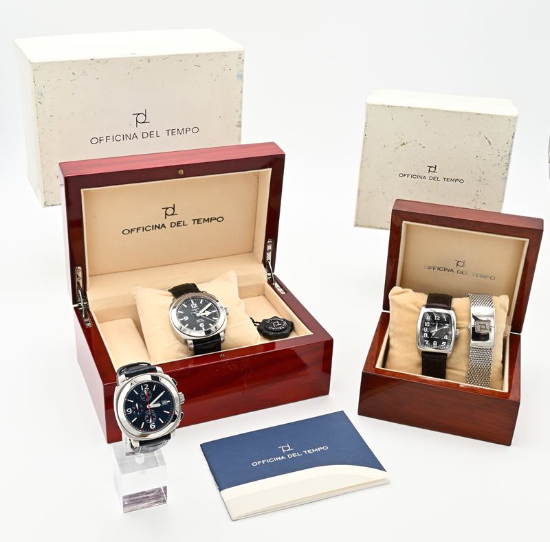3 orologi da polso da uomo Officine del Tempo: Lumatic - automatico con datario in acciaio; Lumat...