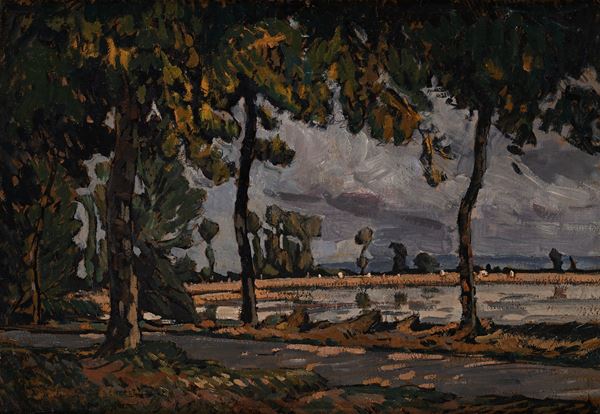 Laghetto ed alberi in una villa