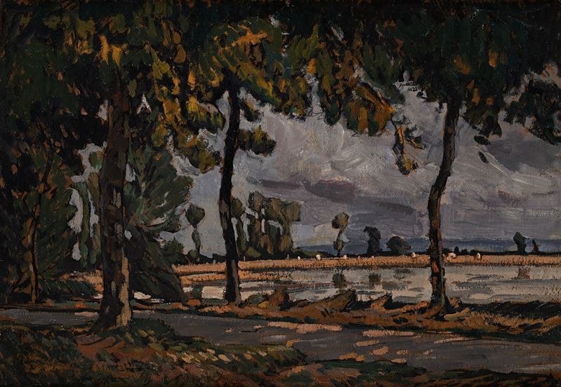 Laghetto ed alberi in una villa