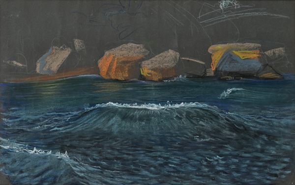 Onde e scogli in mare