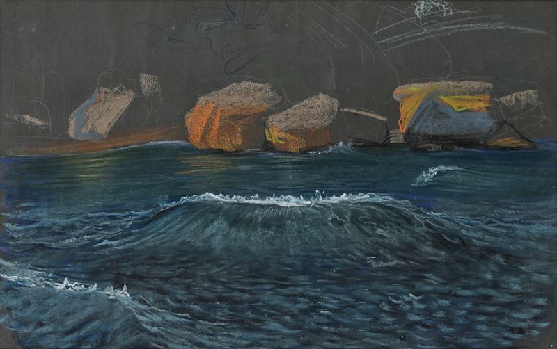 Onde e scogli in mare