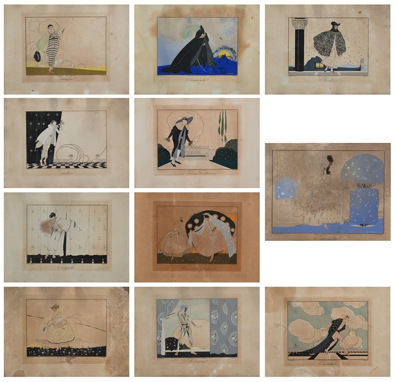 Collezione di 11 incisioni di Umberto Brunelleschi