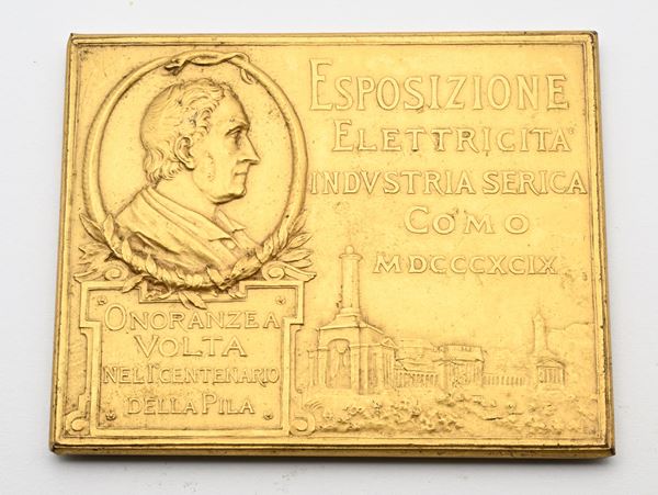Placchetta in bronzo Esposizione elettrica Como 1899