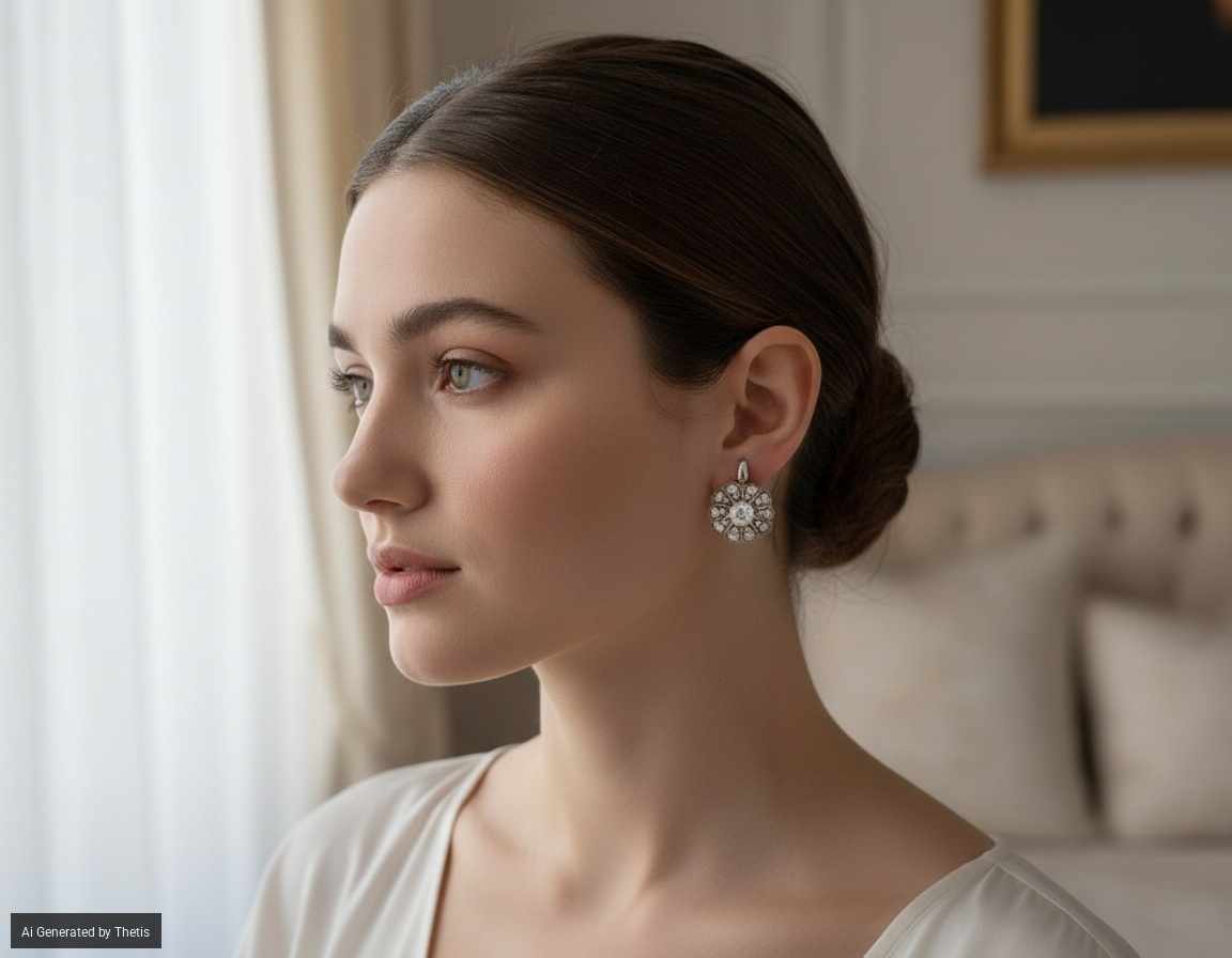 Coppia di orecchini decò in oro e diamanti