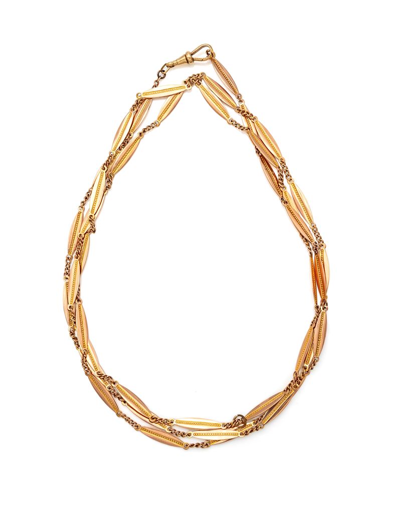 Lunga catena in oro giallo 585, lunghezza cm 136