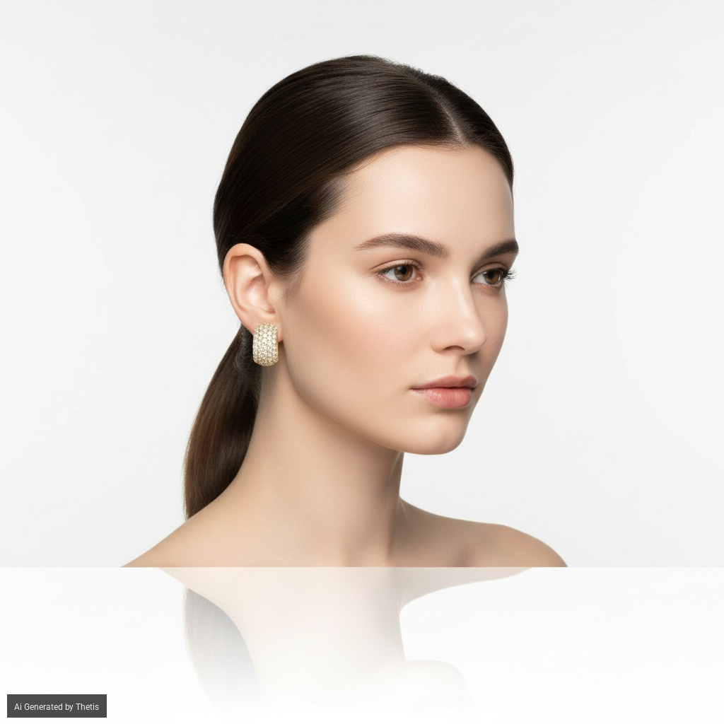 Coppia di orecchini a fascia in oro e brillanti